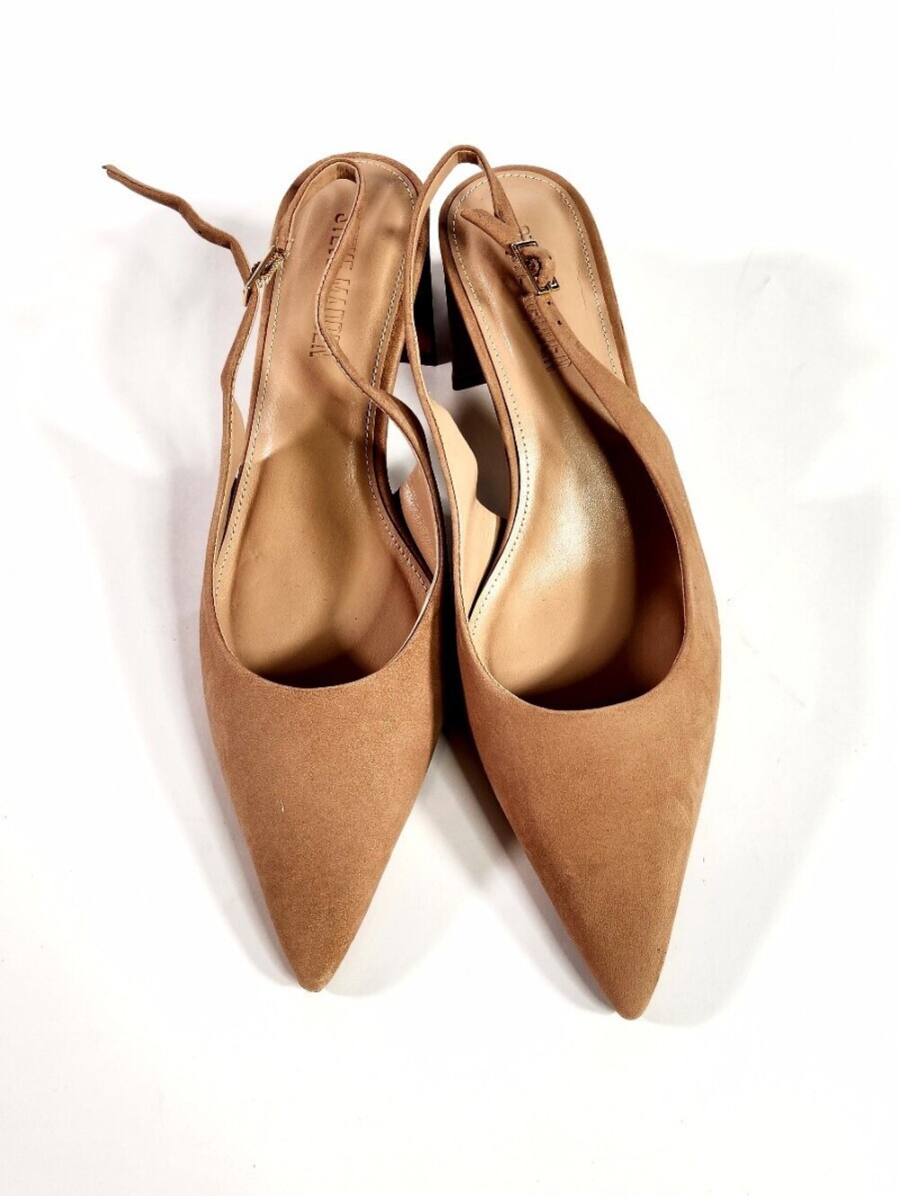 Steve Madden Women's Brown Suede Slingback Block Heel Pumps - Picture 3 of 6